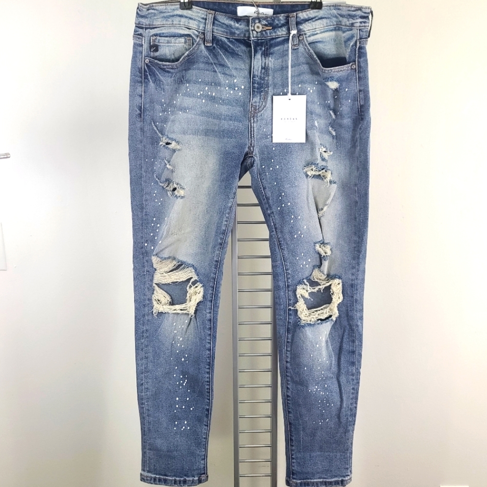KanCan Distressed Splatter Skinny Jeans